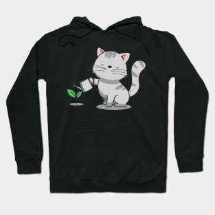 Cute Cat Watering Plants Hoodie